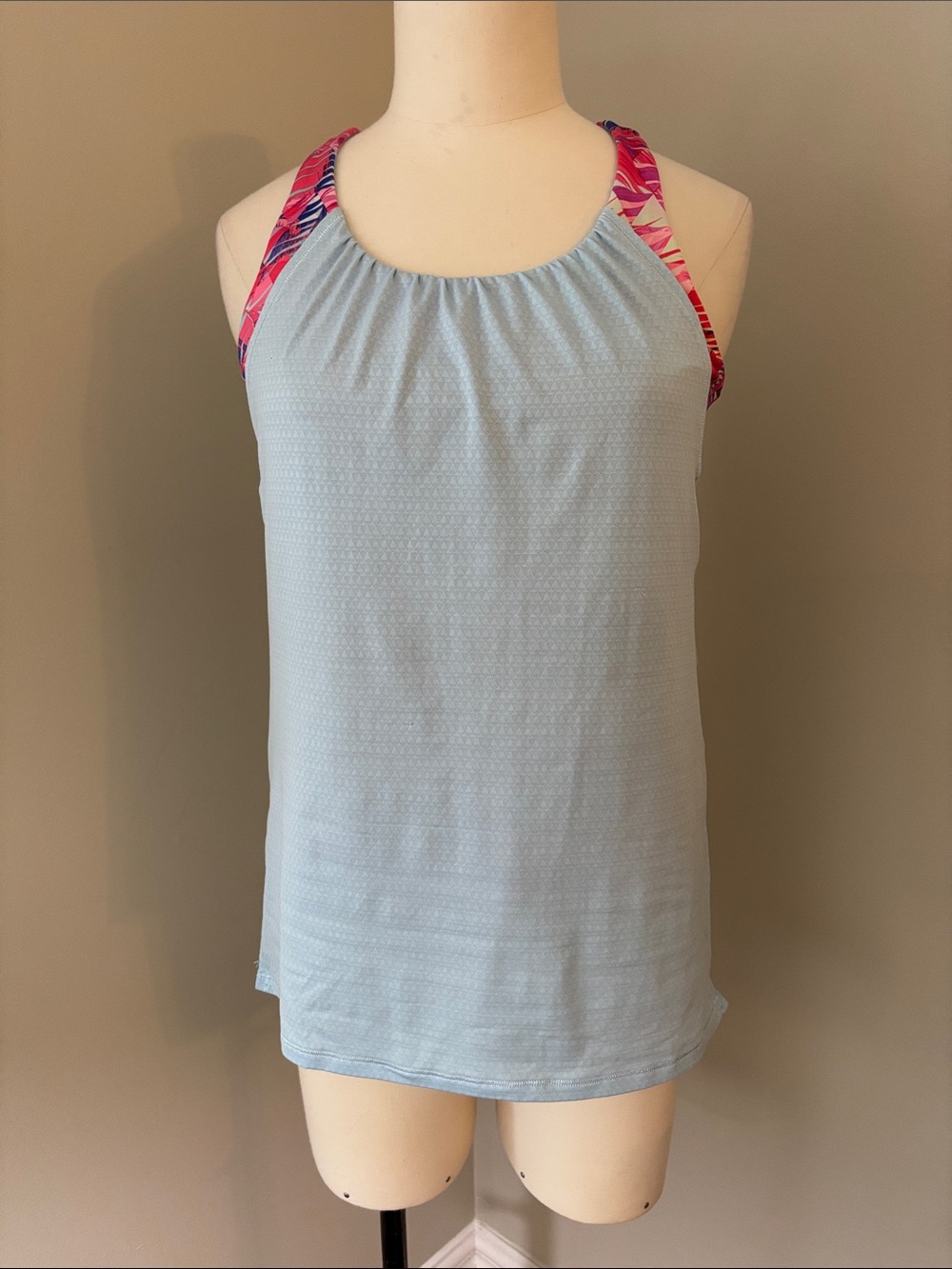 Ivivva Layered Light Blue Tank with Side Ties and Pink Patterned Tank Sz 14